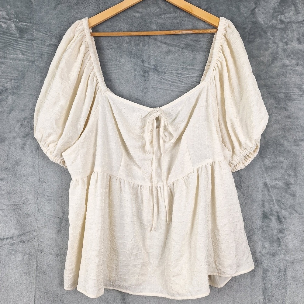 Womens Top 2X Milkmaid Babydoll Boho Tie‎ Front Cottagecore Romantic Peasant